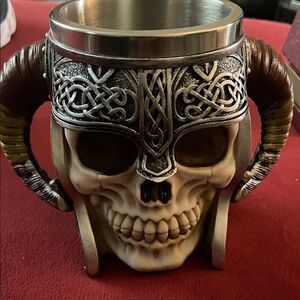 Stainless Steel Skull Mug Viking Drinking Cup Skeleton Resin Beer Stein Tankard